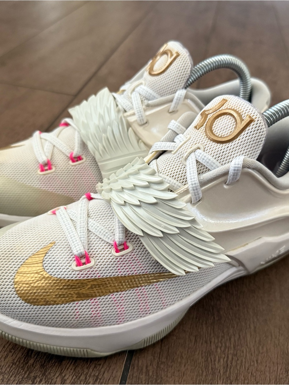Nike KD VII PRM Aunt Peart Basketball Sneakers White Pink 745407 176 Sz 5.5Y